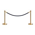 Montour Line Stanchion Post and Rope Kit Sat.Brass, 2 Crown Top 1 Dark Blue Rope C-Kit-2-SB-CN-1-PVR-DB-PB